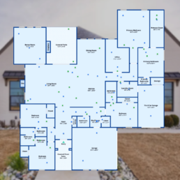 a house is shown with the floor plan displayed